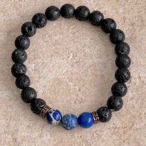 VITALITY- Blue Regalite and Lava Stone Bracelet/ Essential Oil/Diffuser